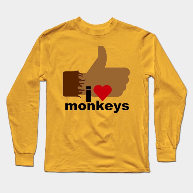 I Love Monkeys Long Sleeve T-Shirt by MikeDelamont